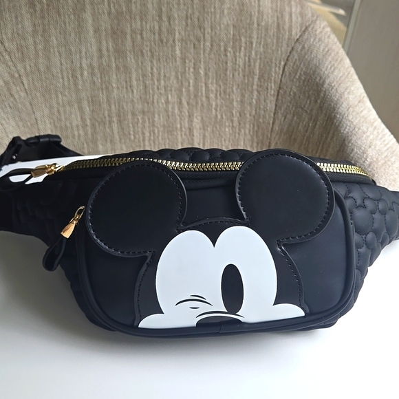 Disney Handbags - NWT Disney's Mickey Mouse Face Belt Bag Adj Strap with gold tone